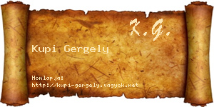 Kupi Gergely névjegykártya